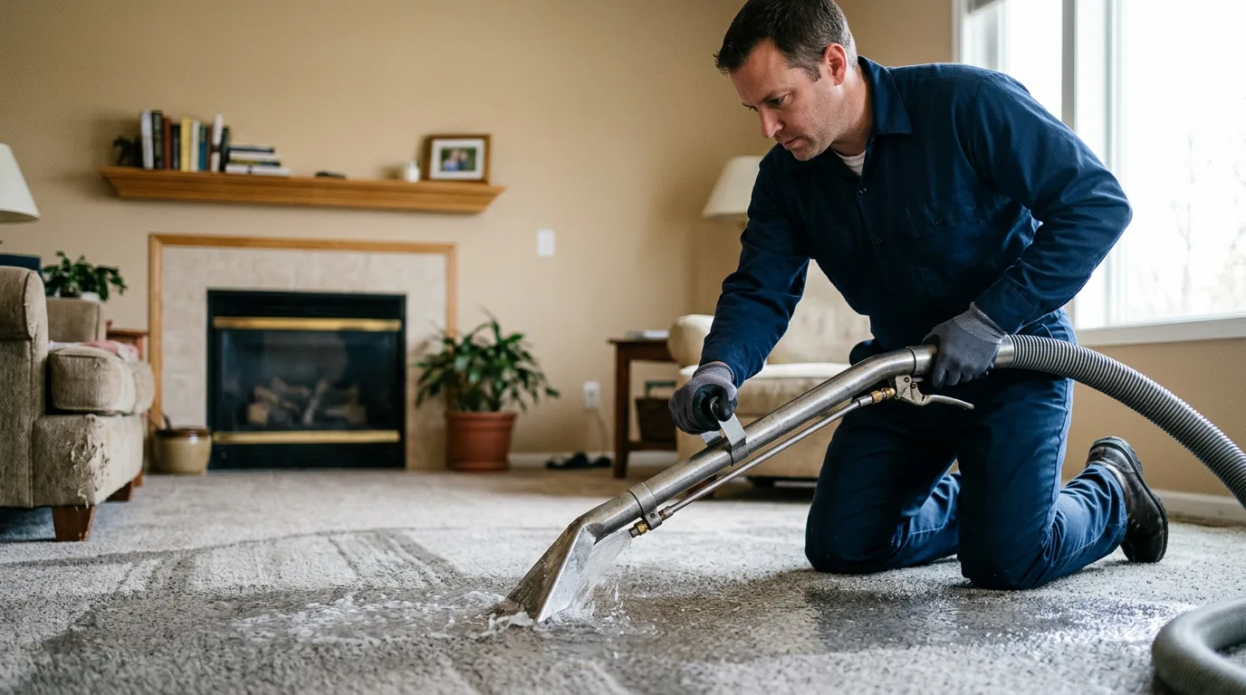 Water damage restoration technician working near Cornelius, NC